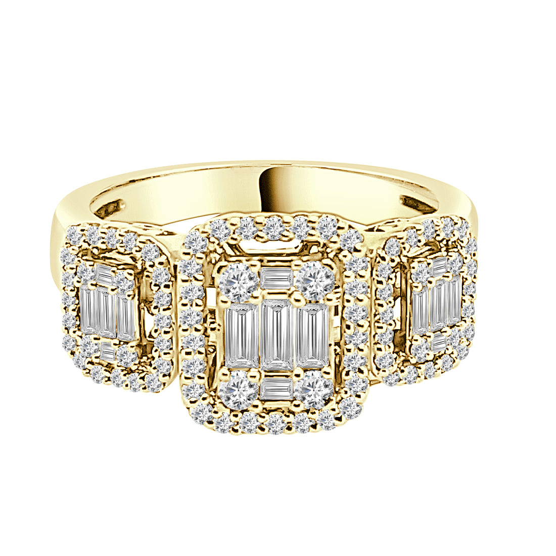 14K Yellow Gold Mosaic Diamond Engagement Ring - 0.98 Carats