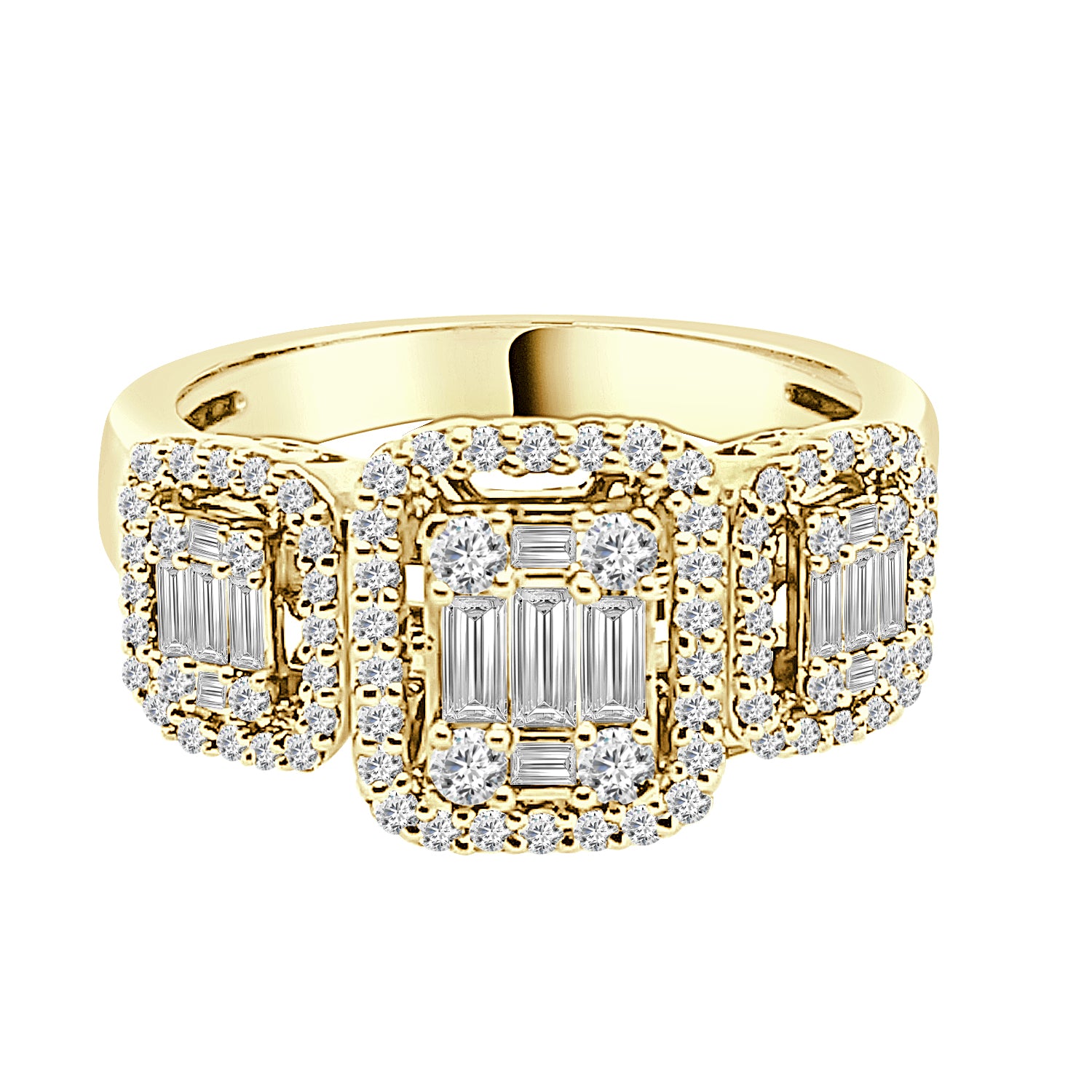 14K Yellow Gold Mosaic Diamond Engagement Ring - 0.98 Carats