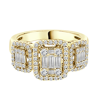 14K Yellow Gold Mosaic Diamond Engagement Ring - 0.98 Carats