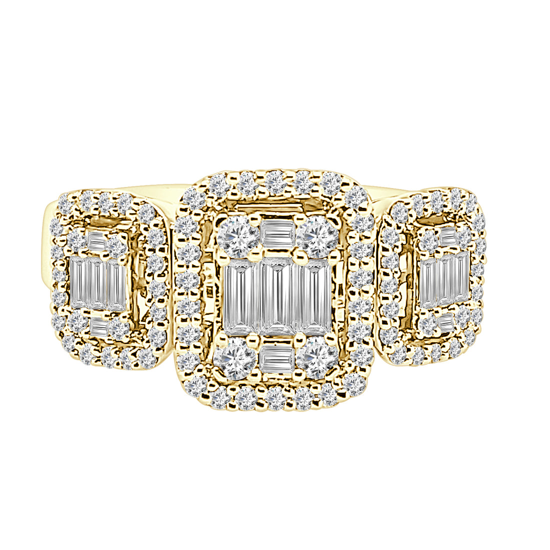 14K Yellow Gold Mosaic Diamond Engagement Ring - 0.98 Carats