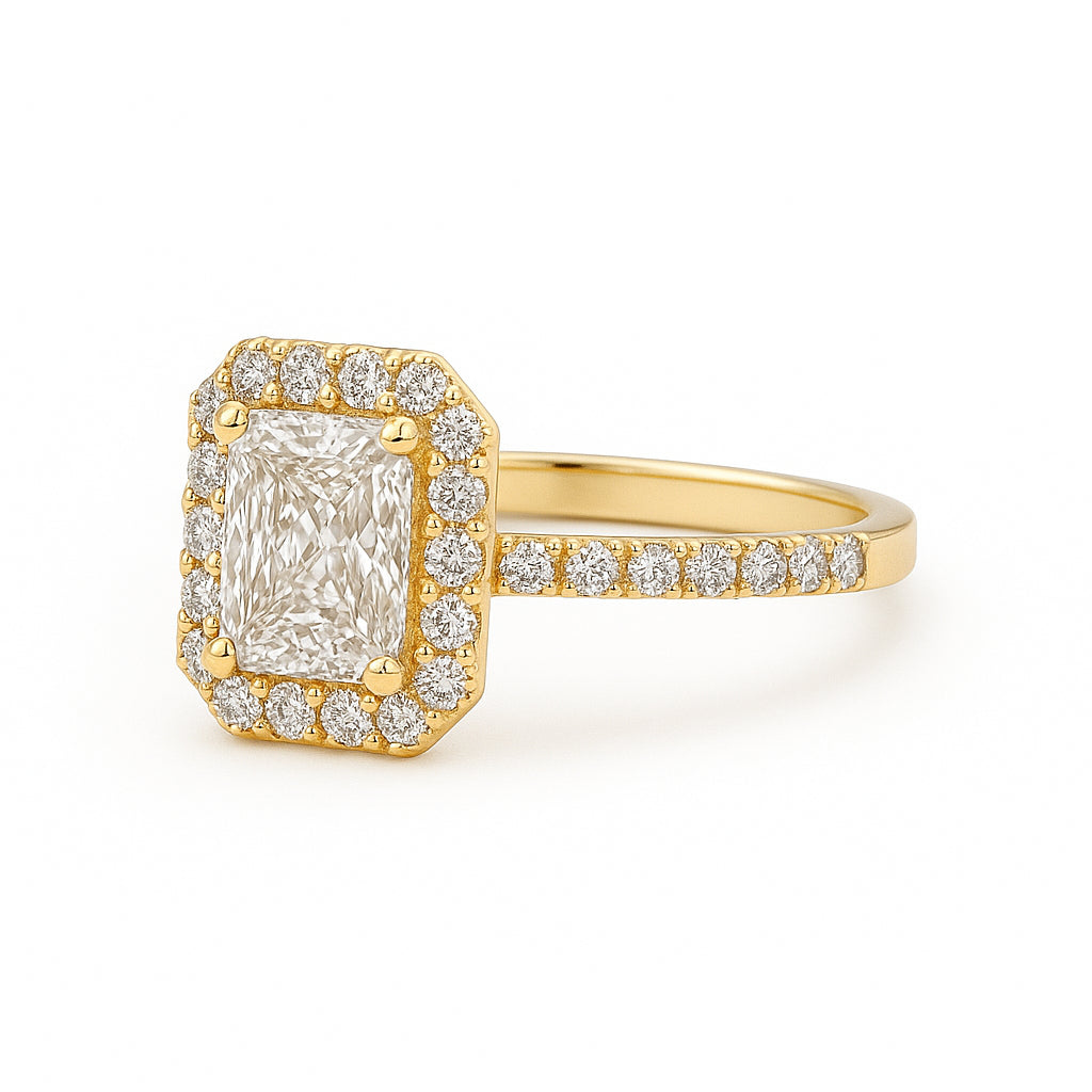 Radiant Cut Lab Diamond Engagement Ring in 14 Karat Yellow Gold - 1.00 Carat
