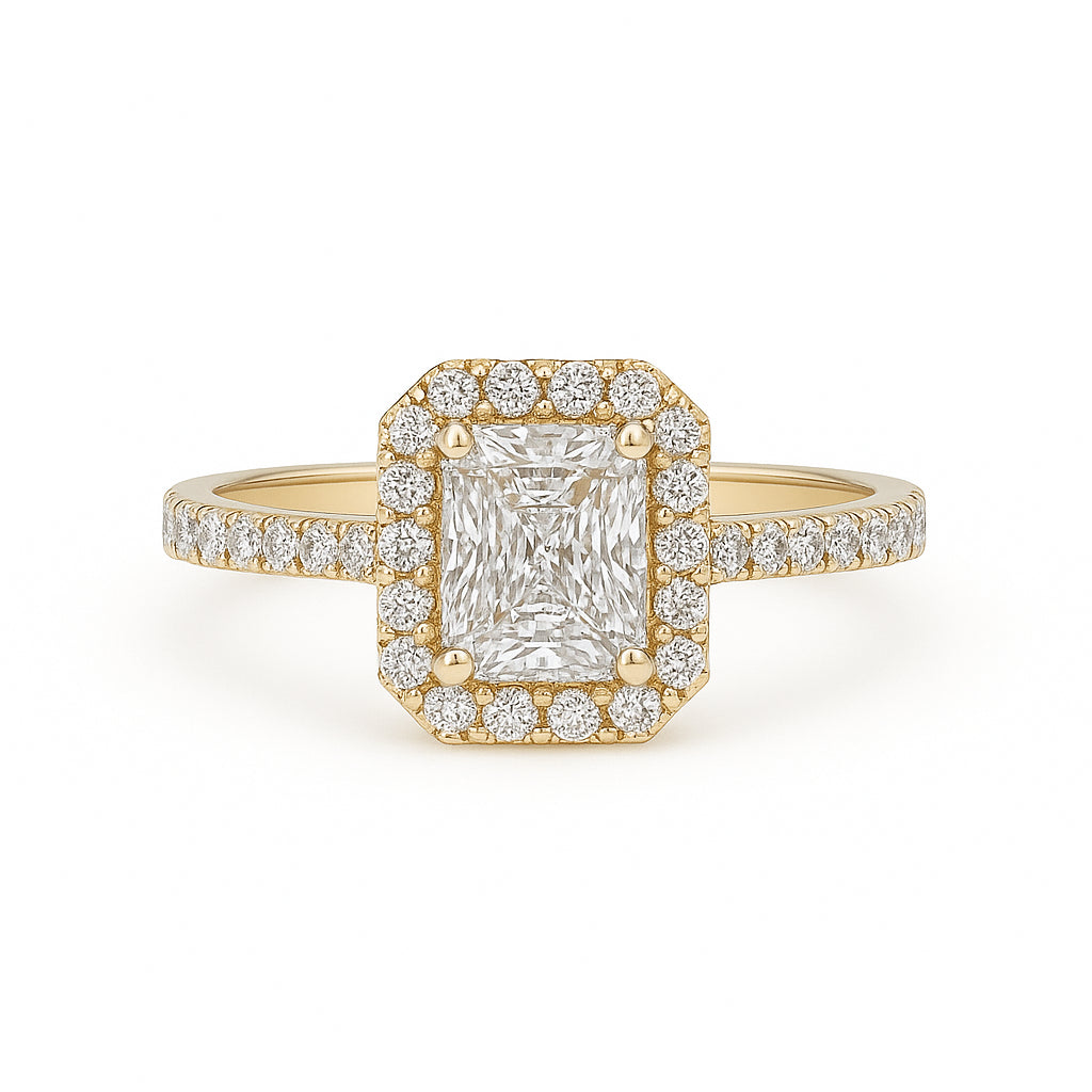 Radiant Cut Lab Diamond Engagement Ring in 14 Karat Yellow Gold - 1.00 Carat