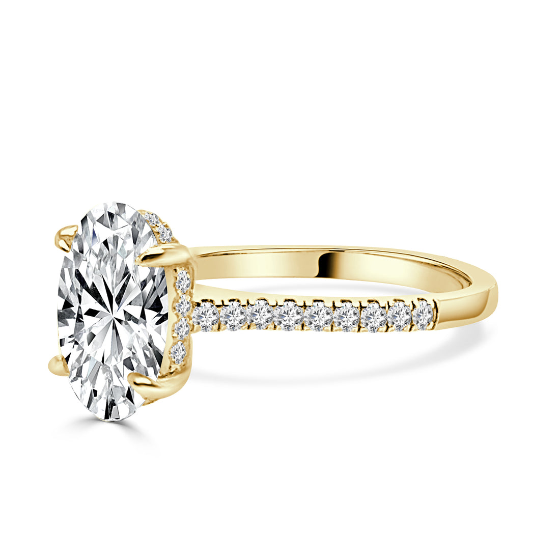 Oval Lab Diamond Engagement Ring in 14 Karat Yellow Gold (3.06 ct)