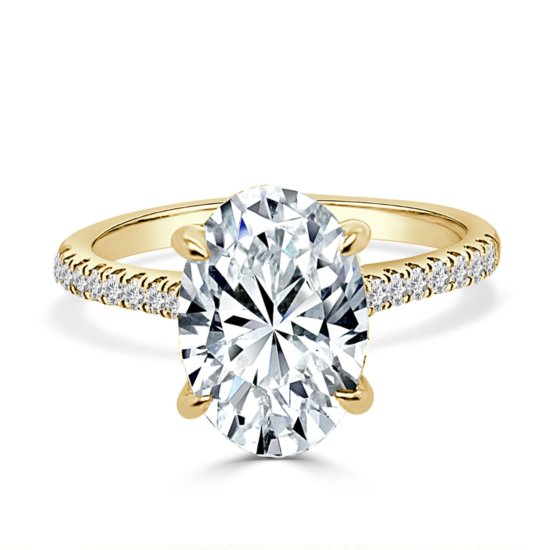 Oval Lab Diamond Engagement Ring in 14 Karat Yellow Gold (3.06 ct)
