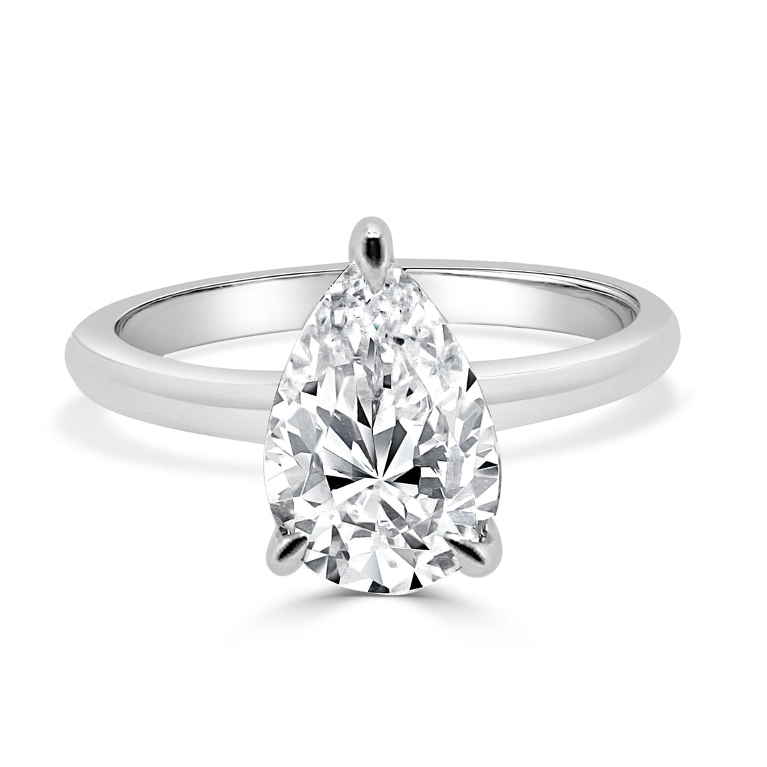 14 Karat White Gold Lab Diamond Pear Shape Engagement Ring - 2.02 Carats