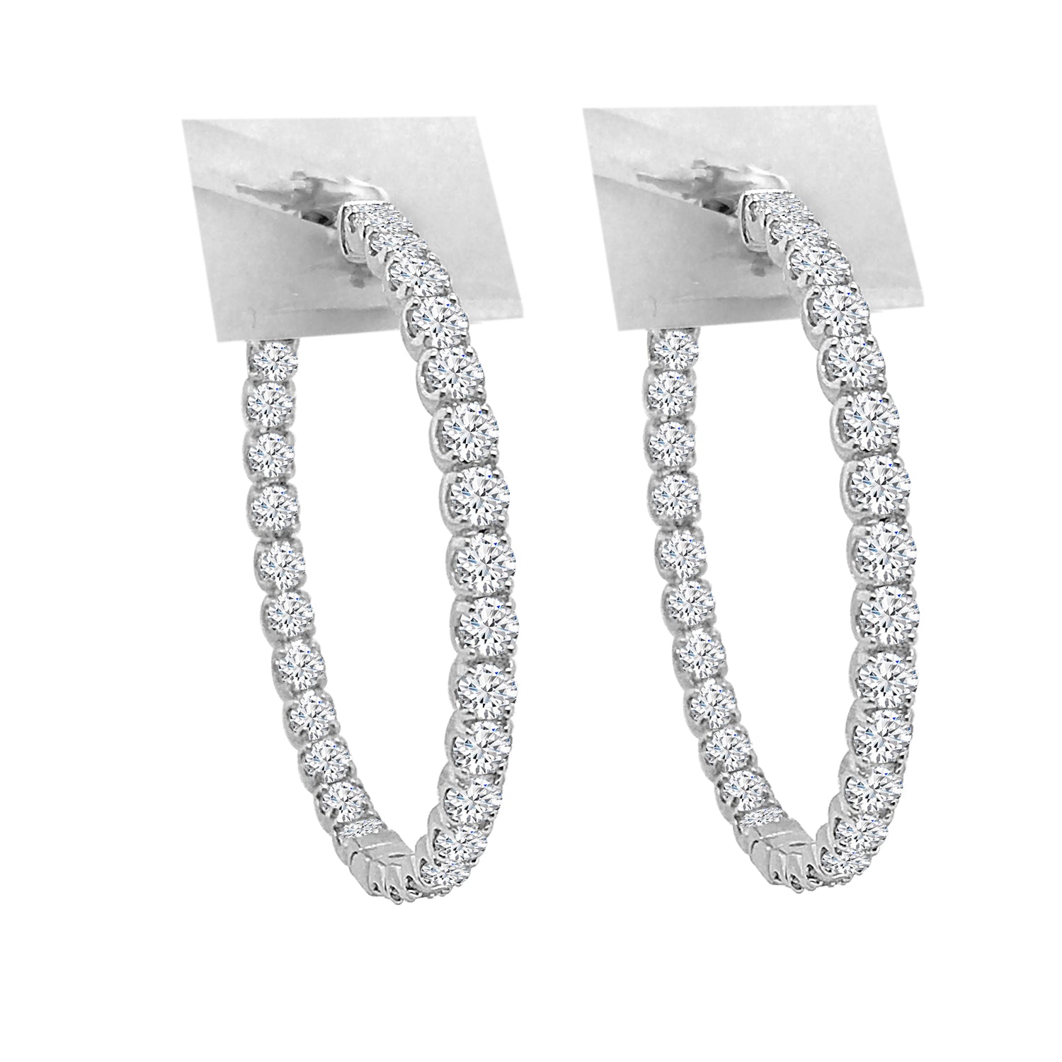 Inside Out 14 Karat White Gold Earrings with 5.01 Natural Diamond Accents
