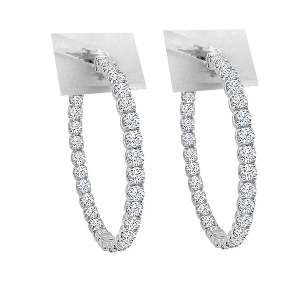 10K White Gold Natural Diamond Inside Out Earrings - 5.01 Carats