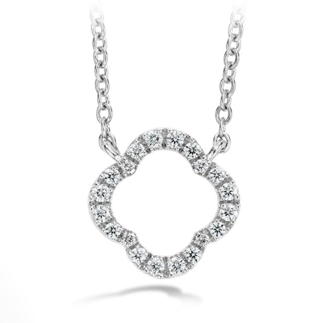 Signature Petal 18 Karat White Gold Necklace with Natural Diamond (0.12 ct)