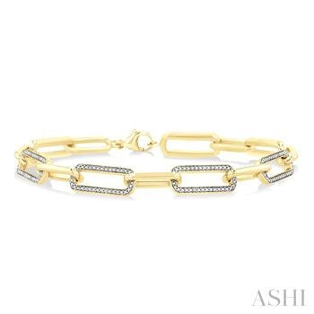 Bold Gold Plated Sterling Silver Bracelet with Natural Diamond in Round Shape (0.1 ct)