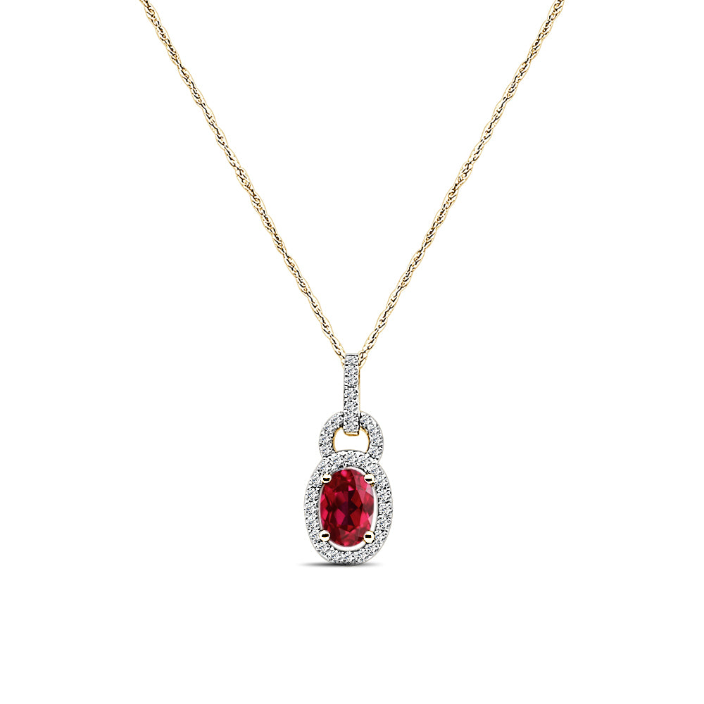 Radiant Ruby 10 Karat Yellow Gold Necklace