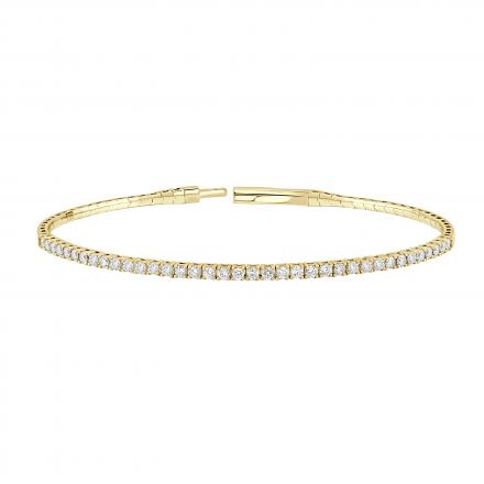 Flex 14 Karat Yellow Gold Bangle Bracelet with Lab Diamond Round Shape - Size 1