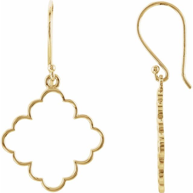 Exquisite Decorative 14 Karat Yellow Gold Earrings