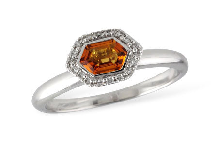 14 Karat Yellow Gold Ladies Citrine Gemstone Ring with Natural Diamond Accents