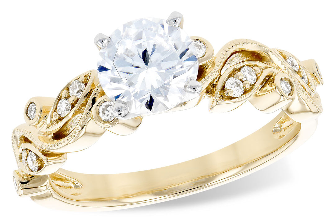 Vibrant Vine 14K Yellow Gold Engagement Mounting with Cubic Zirconia