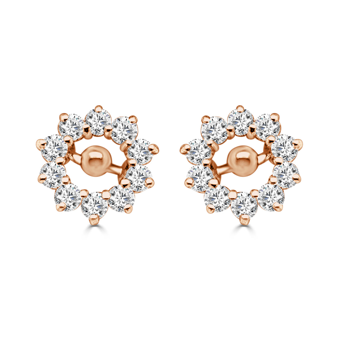 14K Yellow Gold Natural Diamond Earrings - 0.75ct