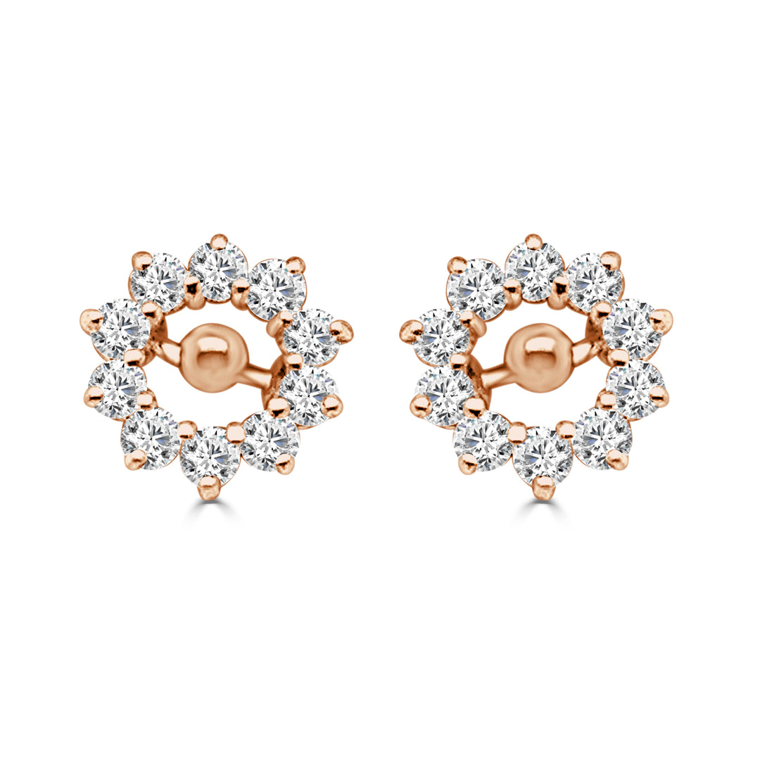 14 Karat Yellow Gold Earrings with Natural Diamond Accent