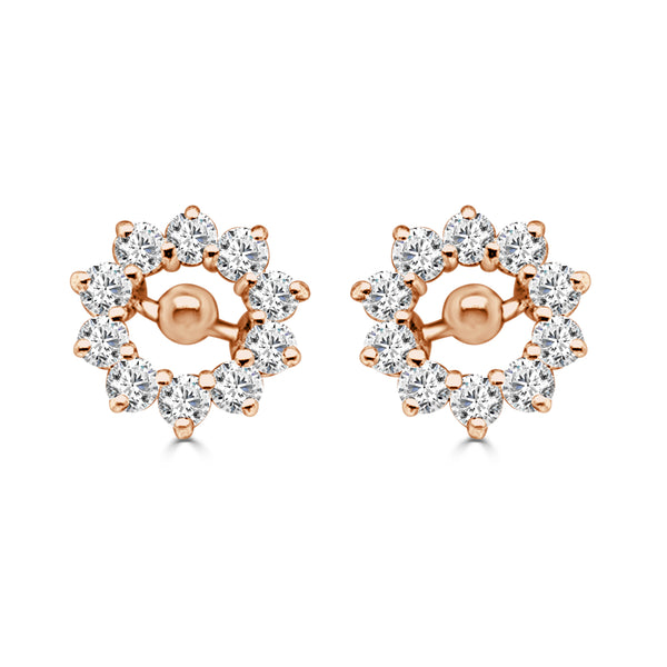0.75 Carat Natural Diamond 14 Karat Yellow Gold Earrings
