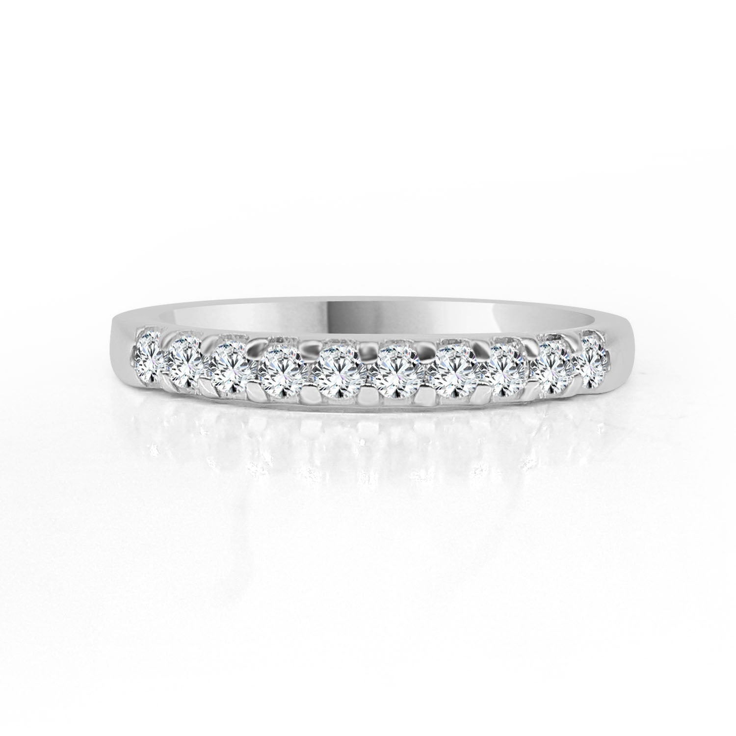 14 Karat White Gold Diamond Wedding Band - Round Shape, 0.25 Carat