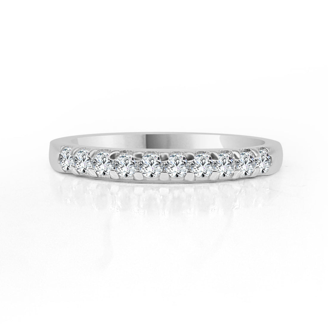 14 Karat White Gold Natural Diamond Round Shape Wedding Band - 0.25 Carats