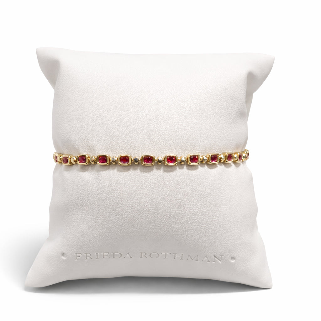 14K Yellow Gold Baguette Ruby Bracelet - 0.89 Carats