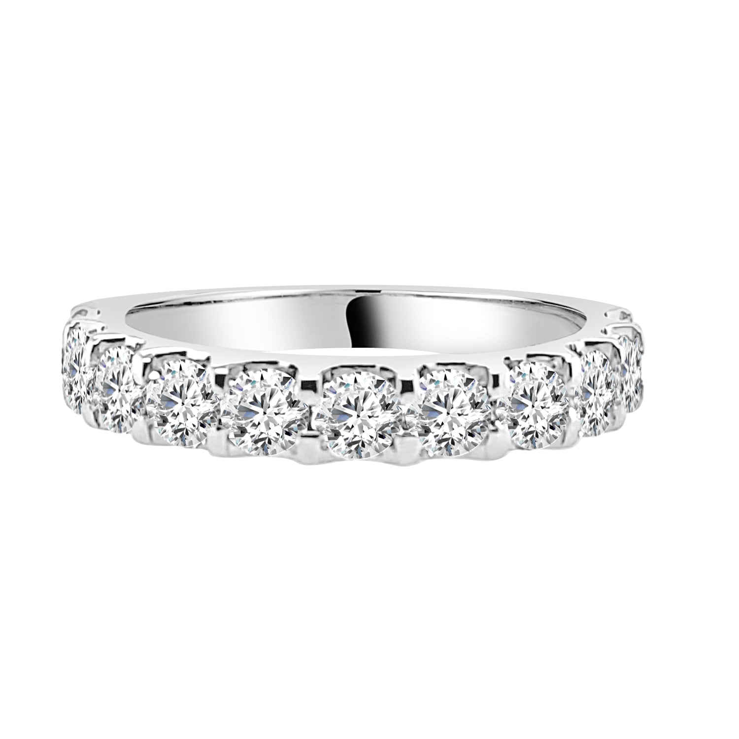 Sparkling Elegance: 14 Karat White Gold Wedding Band with 1.51 Carat Natural Diamond