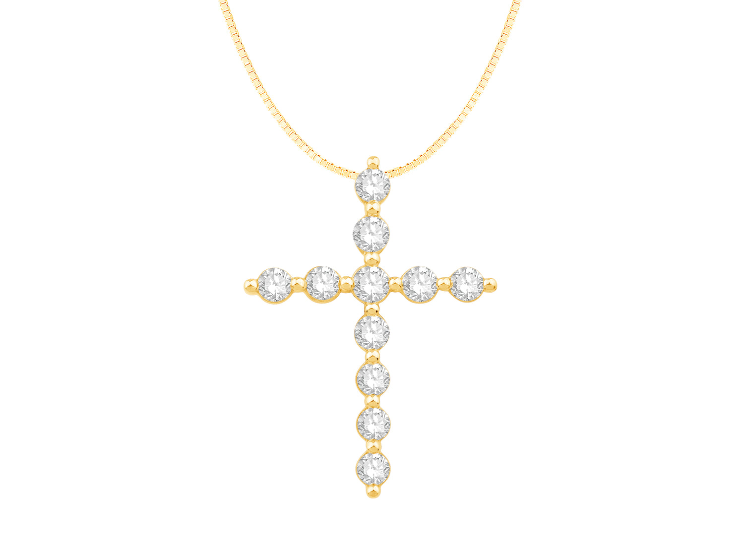 14K Yellow Gold Round Lab Diamond Shared Prong Necklace - 0.52 ct