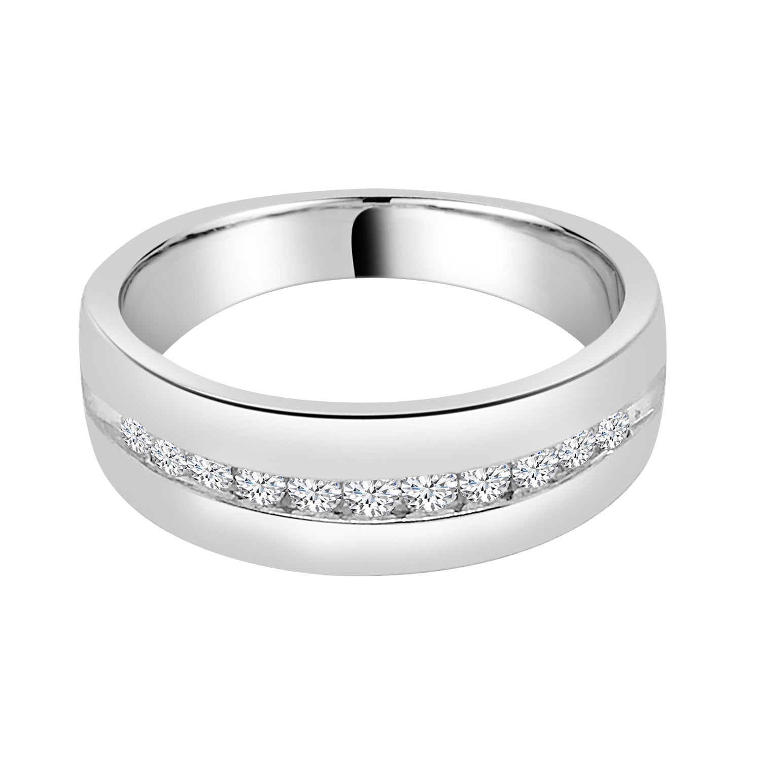Classic Round Cut Natural Diamond Wedding Band in 14 Karat White Gold - 0.33 Carat