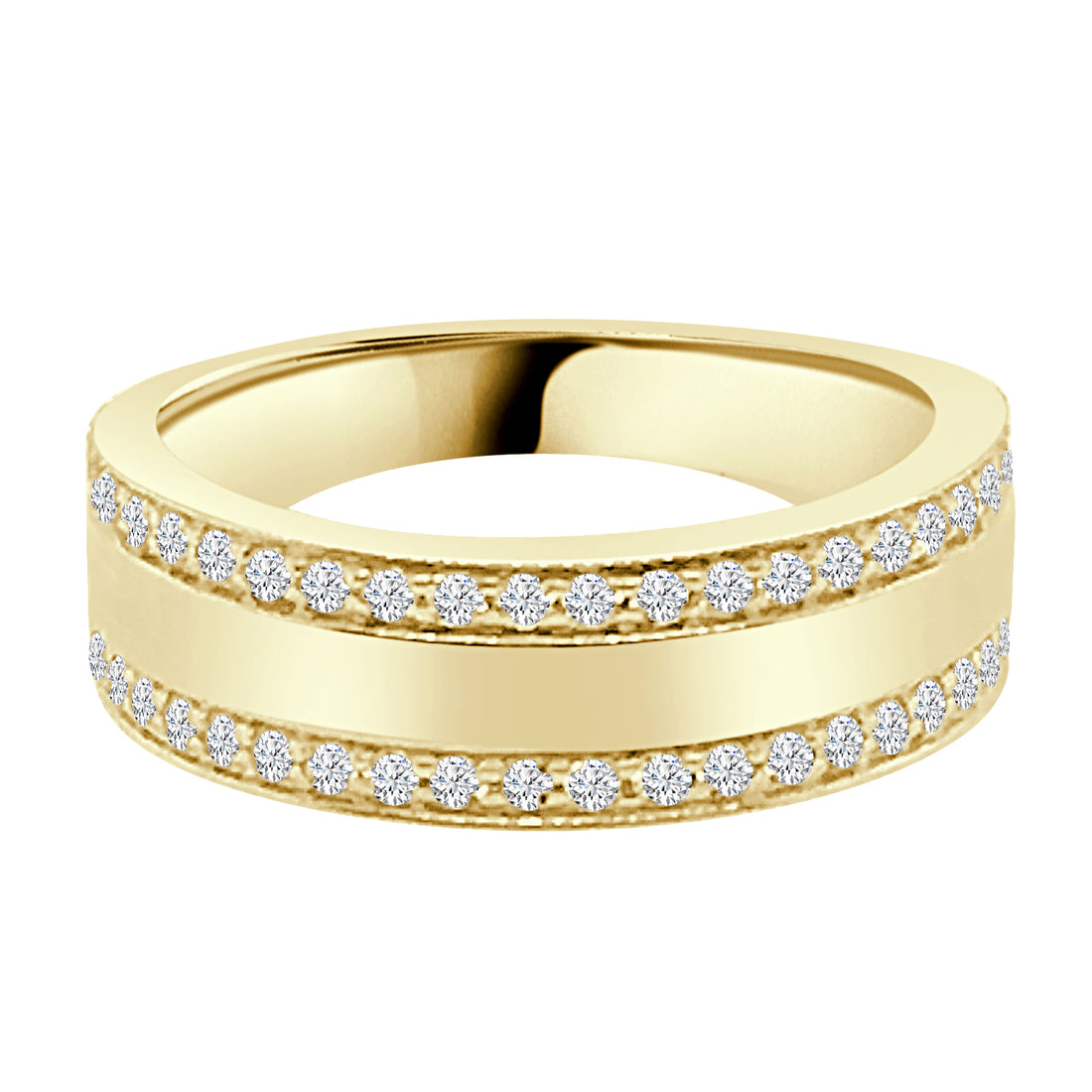 14K Yellow Gold Polished Outlined Diamond Ring - 0.36 ct Natural Diamond