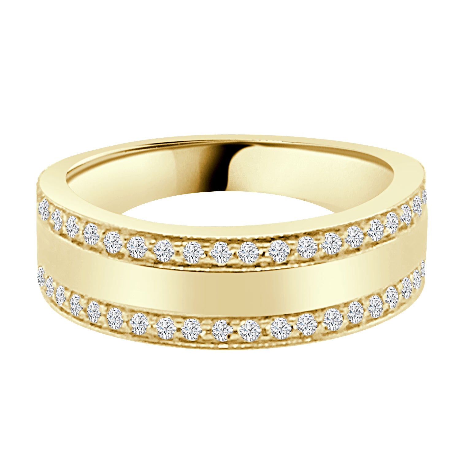 Polished Outlined 14 Karat Yellow Gold Ring with 0.36 Carat Natural Diamond
