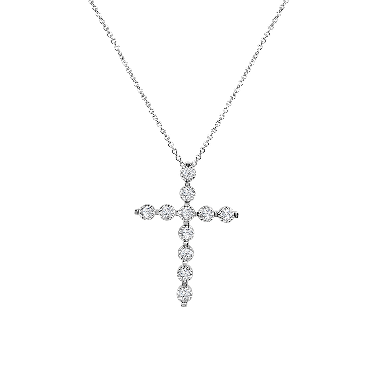 Miracle Set 14 Karat White Gold Necklace with 0.33 Carat Natural Diamond