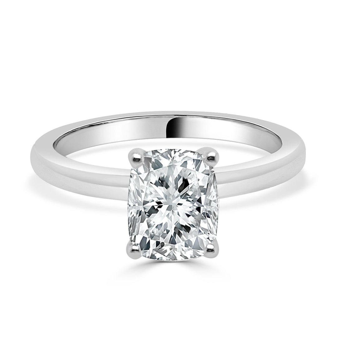 Dazzling Love: 14 Karat White Gold Cushion Shape Engagement Ring with Lab Diamond