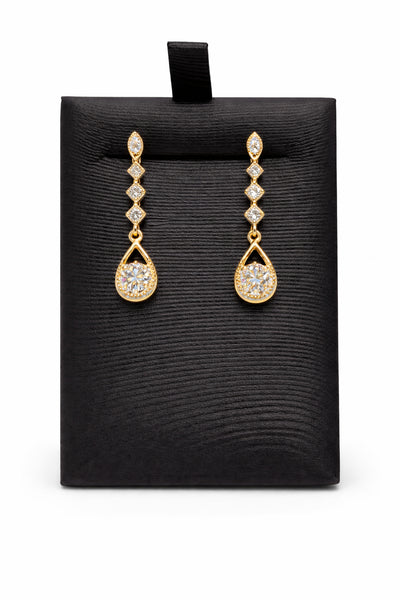 10 Karat Yellow Gold Square Drop Earrings with Natural Diamond 0.10