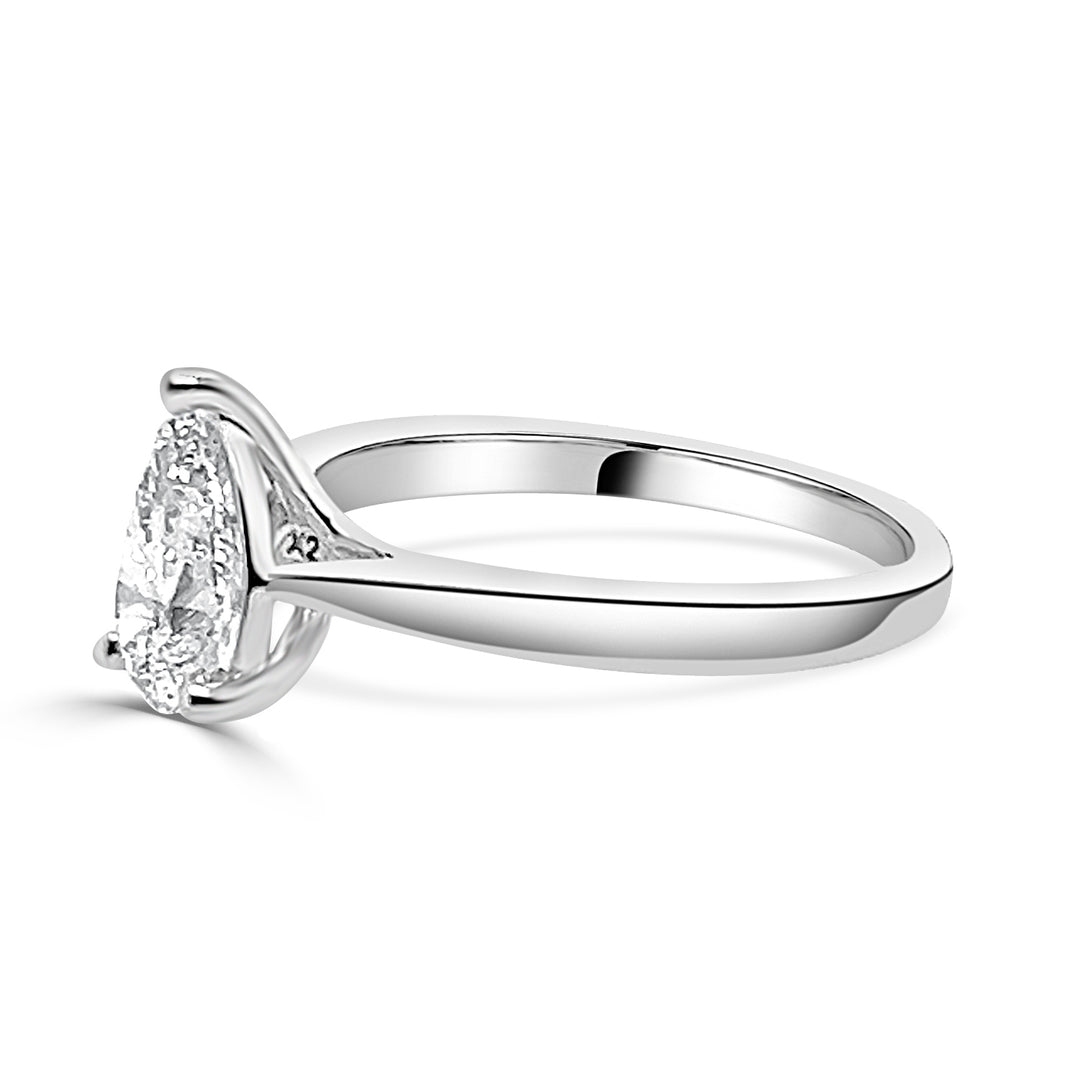 Sparkling Elegance: 14 Karat White Gold Pear Shape Lab Diamond Engagement Ring