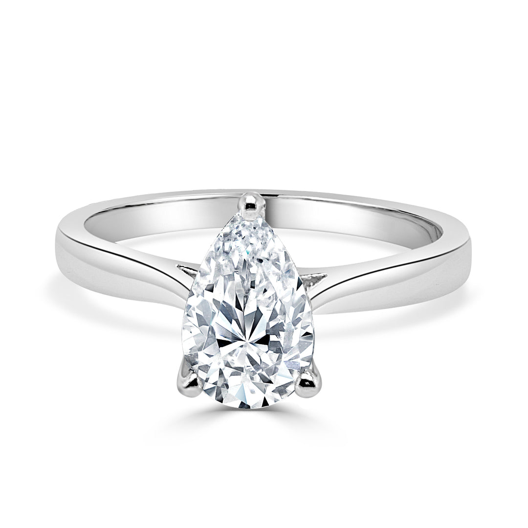 Sparkling Elegance: 14 Karat White Gold Pear Shape Lab Diamond Engagement Ring