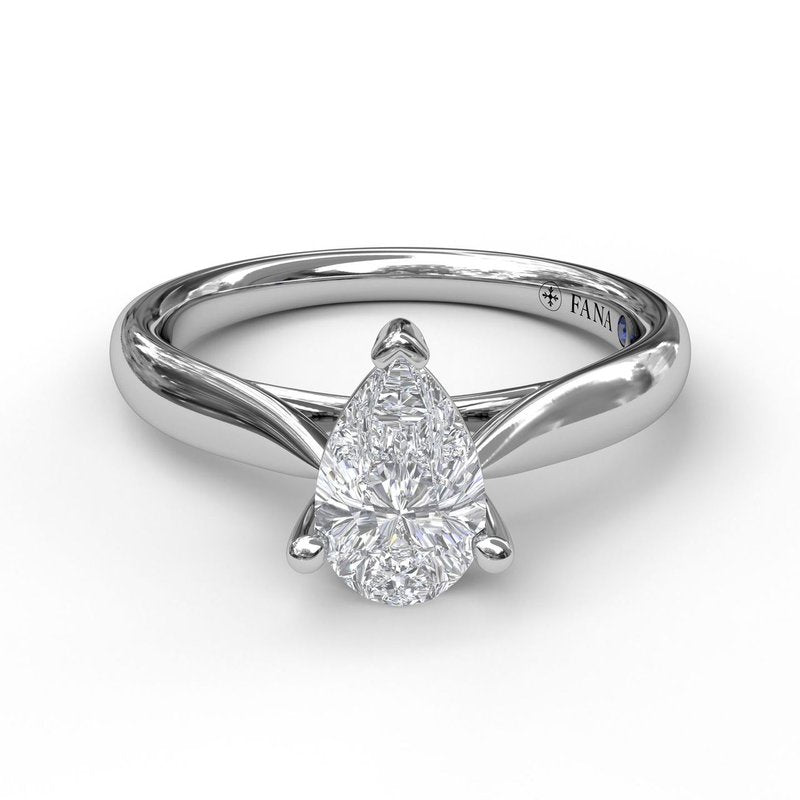 Pinched 14K White Gold Engagement Mounting with Cubic Zirconia