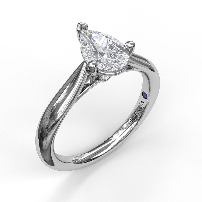 Pinched 14K White Gold Engagement Mounting with Cubic Zirconia