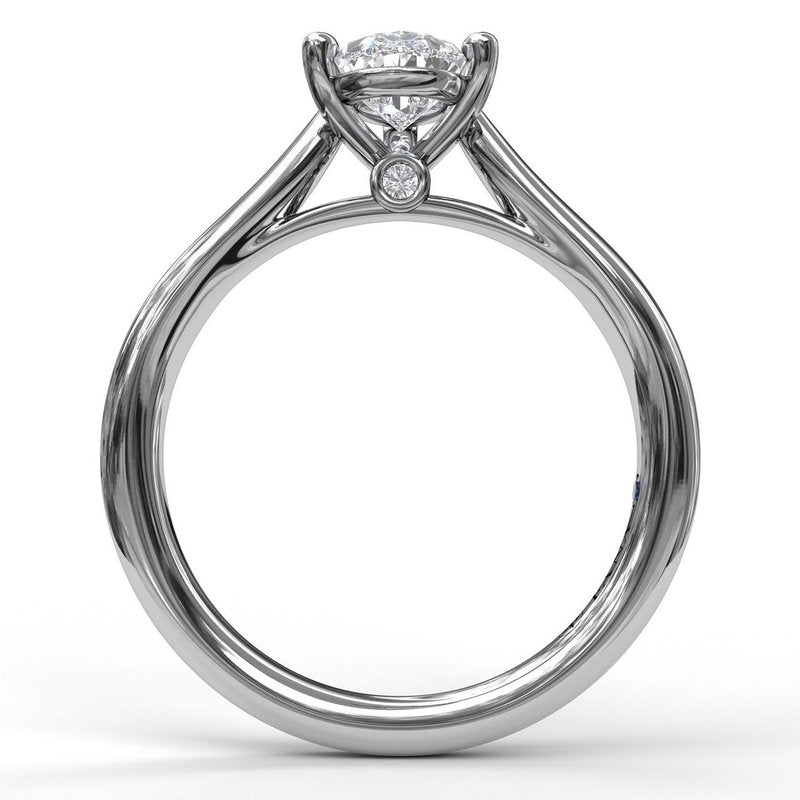 Pinched 14K White Gold Engagement Mounting with Cubic Zirconia