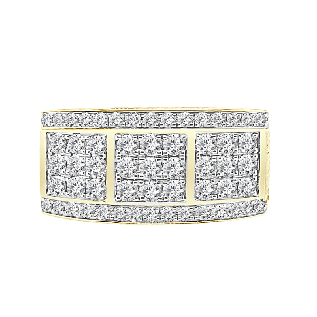 10K Yellow Gold Cluster Satin Ring with 1.50 Carat Natural Diamond