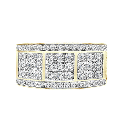 10 Karat Yellow Gold Cluster Satin Ring with 1.50 Carat Natural Diamond