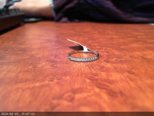 10K White Gold Wedding Band with Natural Diamond Accent, 0.11ct