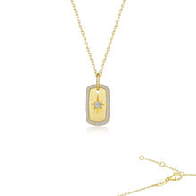 Golden North Star Pendant Necklace in Cable Design - Gold Plated Sterling Silver with Lassaire Gemstone Accent