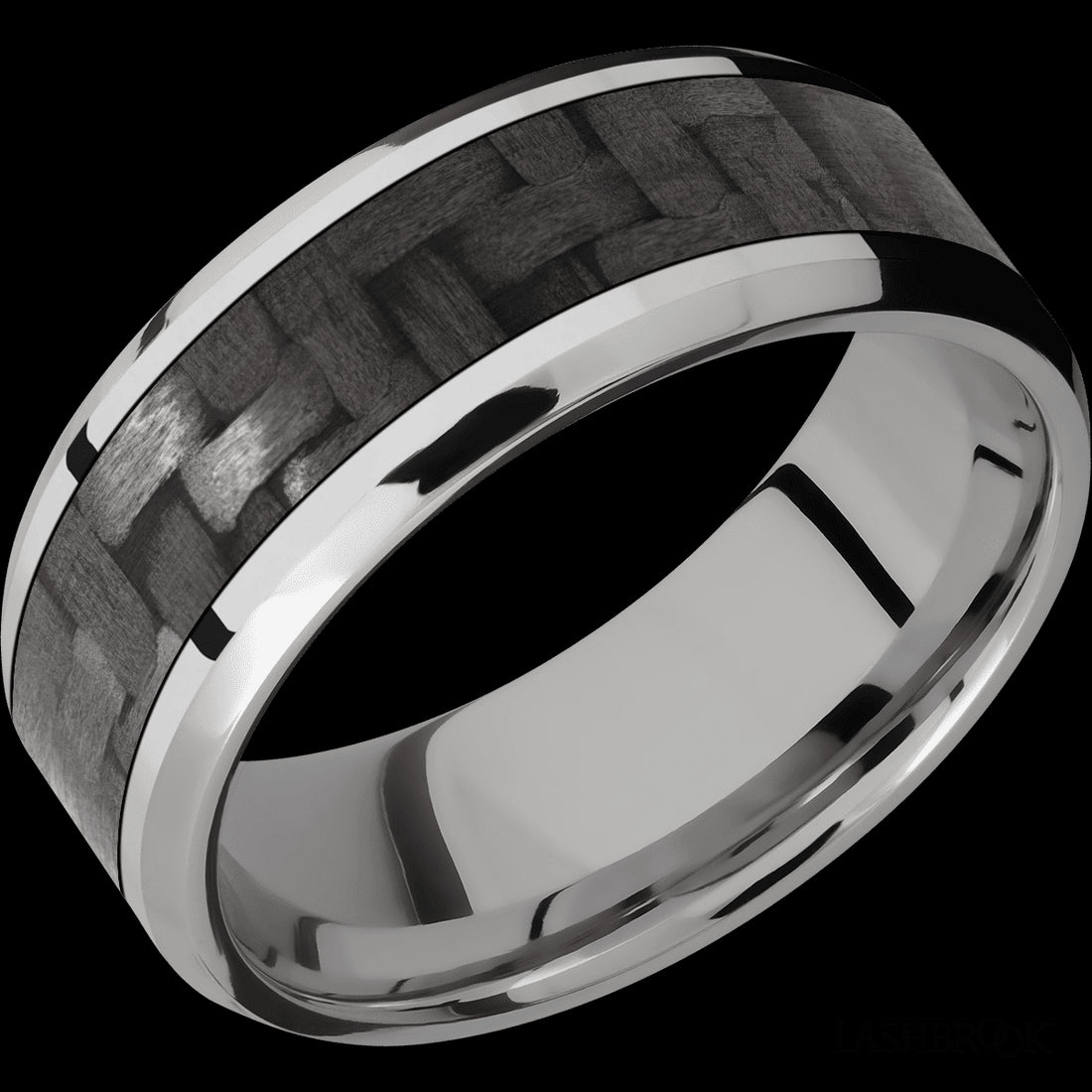 Titanium Wedding Band with Carbon Fiber Inlay - Size 10
