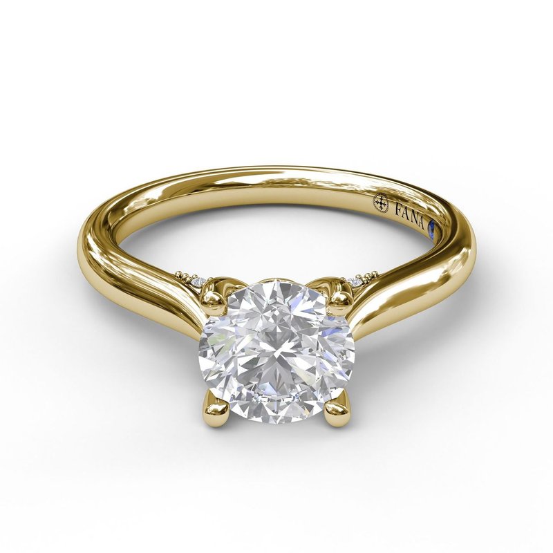 14 Karat Yellow Gold Fancy Bridge Engagement Mounting with Cubic Zirconia