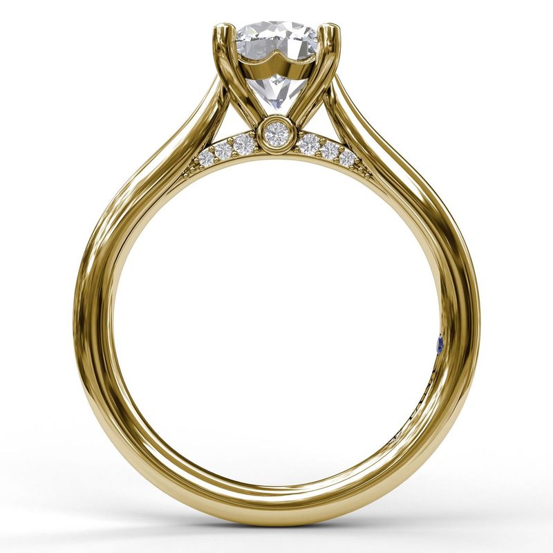 14 Karat Yellow Gold Fancy Bridge Engagement Mounting with Cubic Zirconia