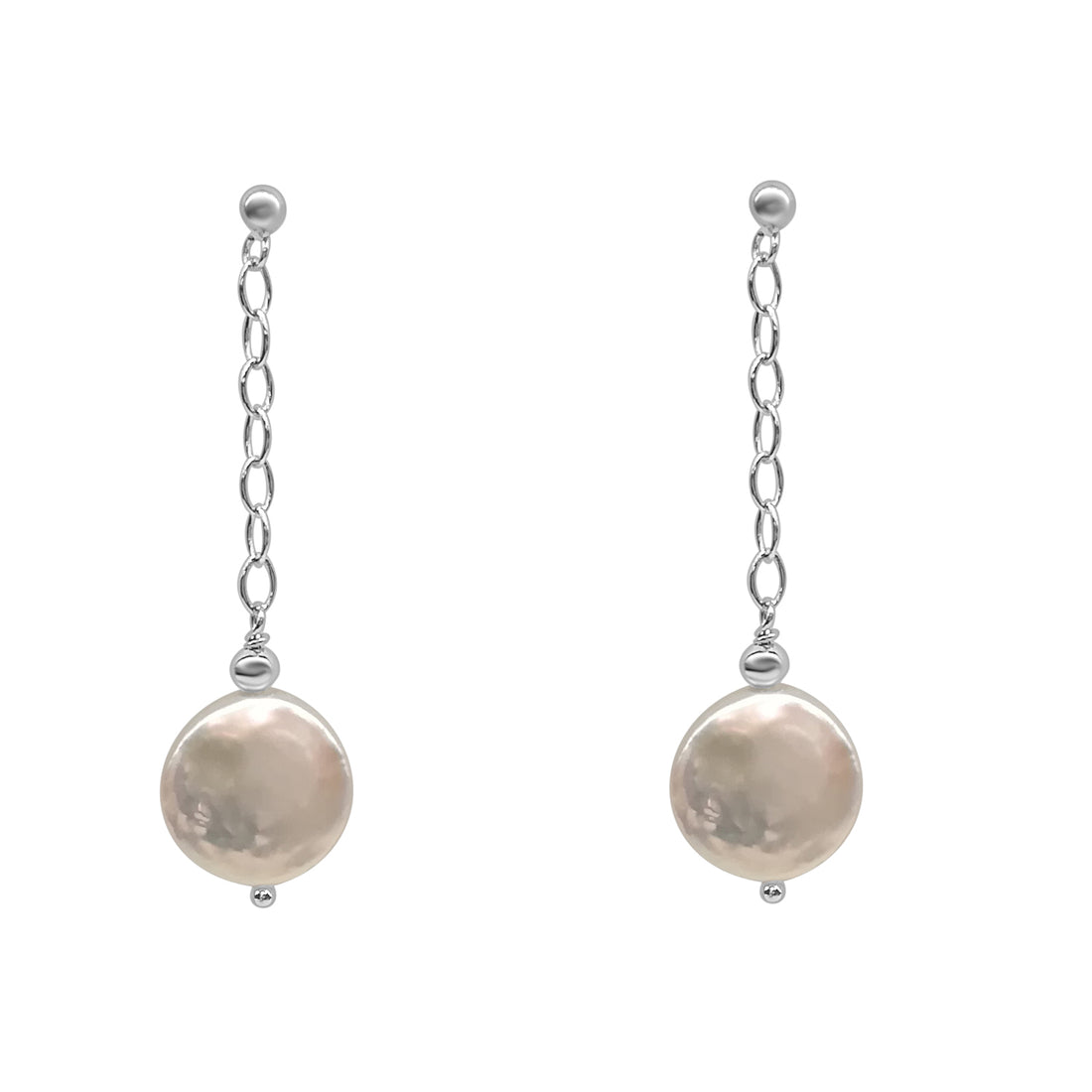 Sterling Silver Black Coin and Pearl Earrings: Timeless Elegance