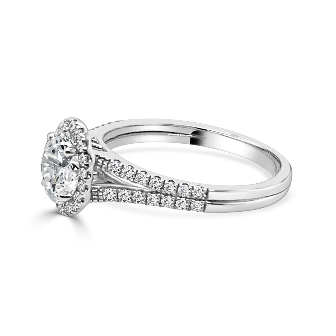 Sure, how about this?

Stunning 0.75 Lab Diamond Split Shank Oval Engagement Ring in 14 Karat White Gold