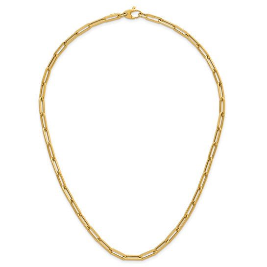 14 Karat Yellow Gold Semi-Solid Paperclip Chain Necklace - A Timeless Must-Have