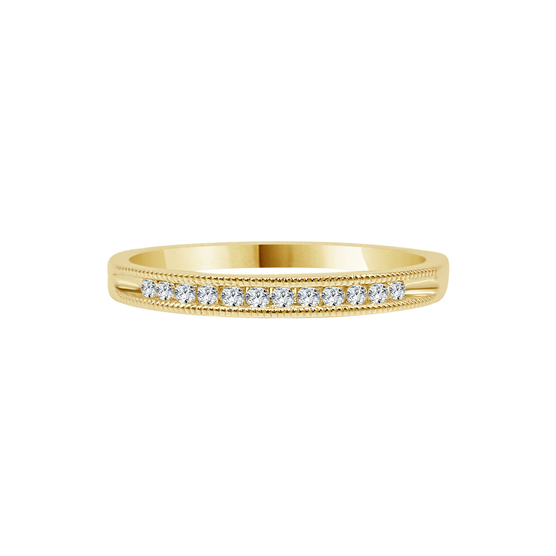 10K Yellow Gold Channel Set Wedding Band with 0.10ct Natural Diamond