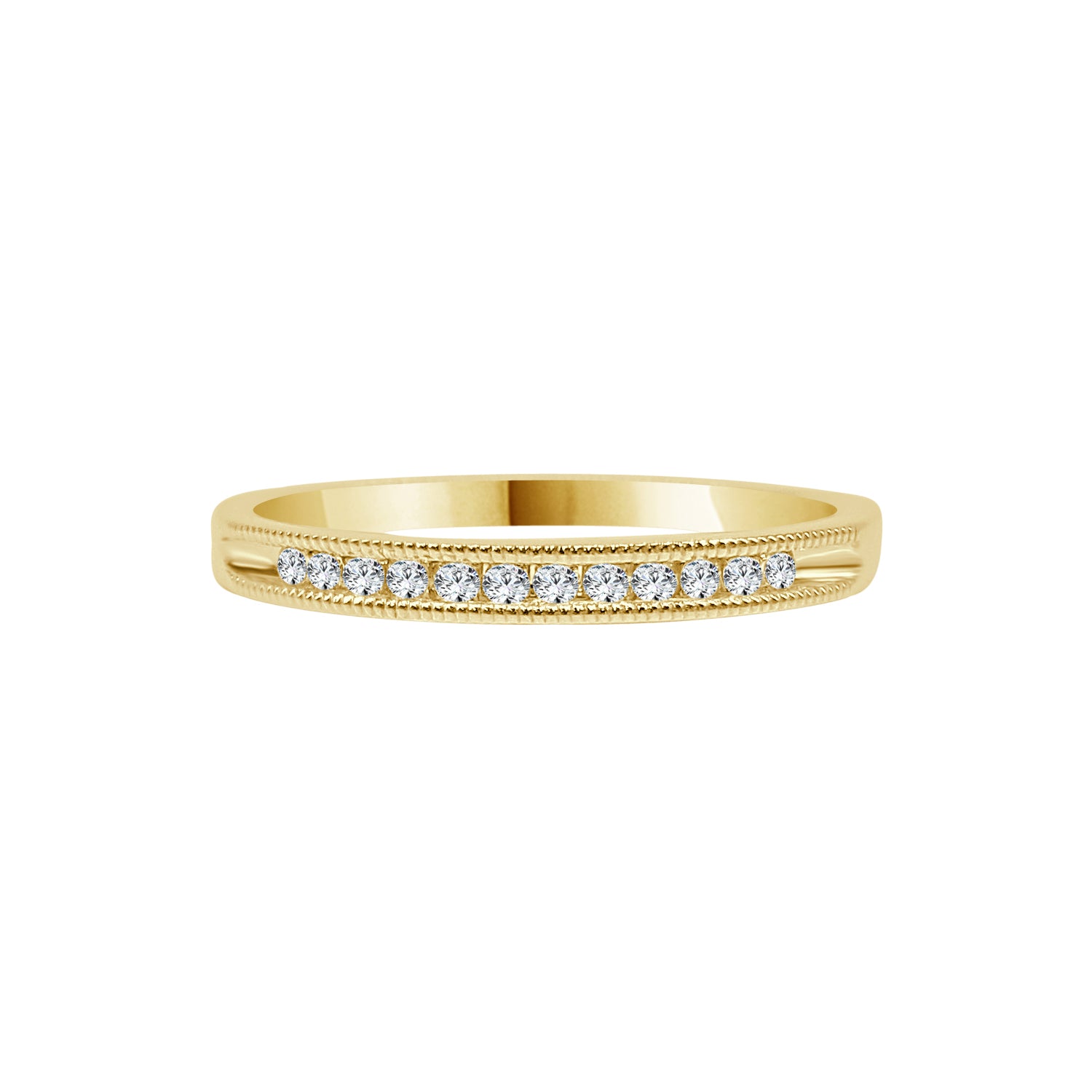 10k Yellow Gold Channel Set Wedding Band with 0.10 Carat Natural Diamond