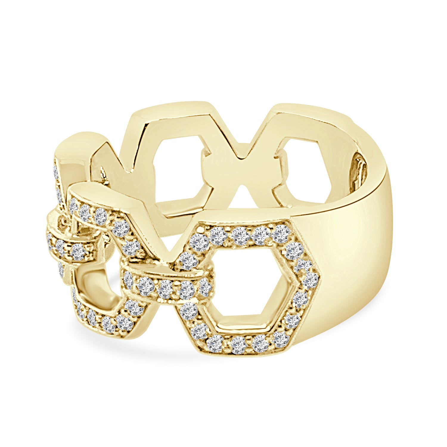 Sparkling Diadem: 14 Karat Yellow Gold Diamond Link Ring (0.66 Carat)
